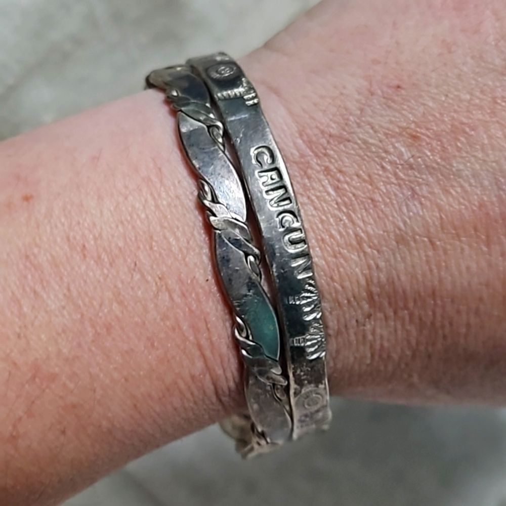 Vintage Y2K Sterling Silver 925 Cancun Mexico Stacking Bangle Bracelets